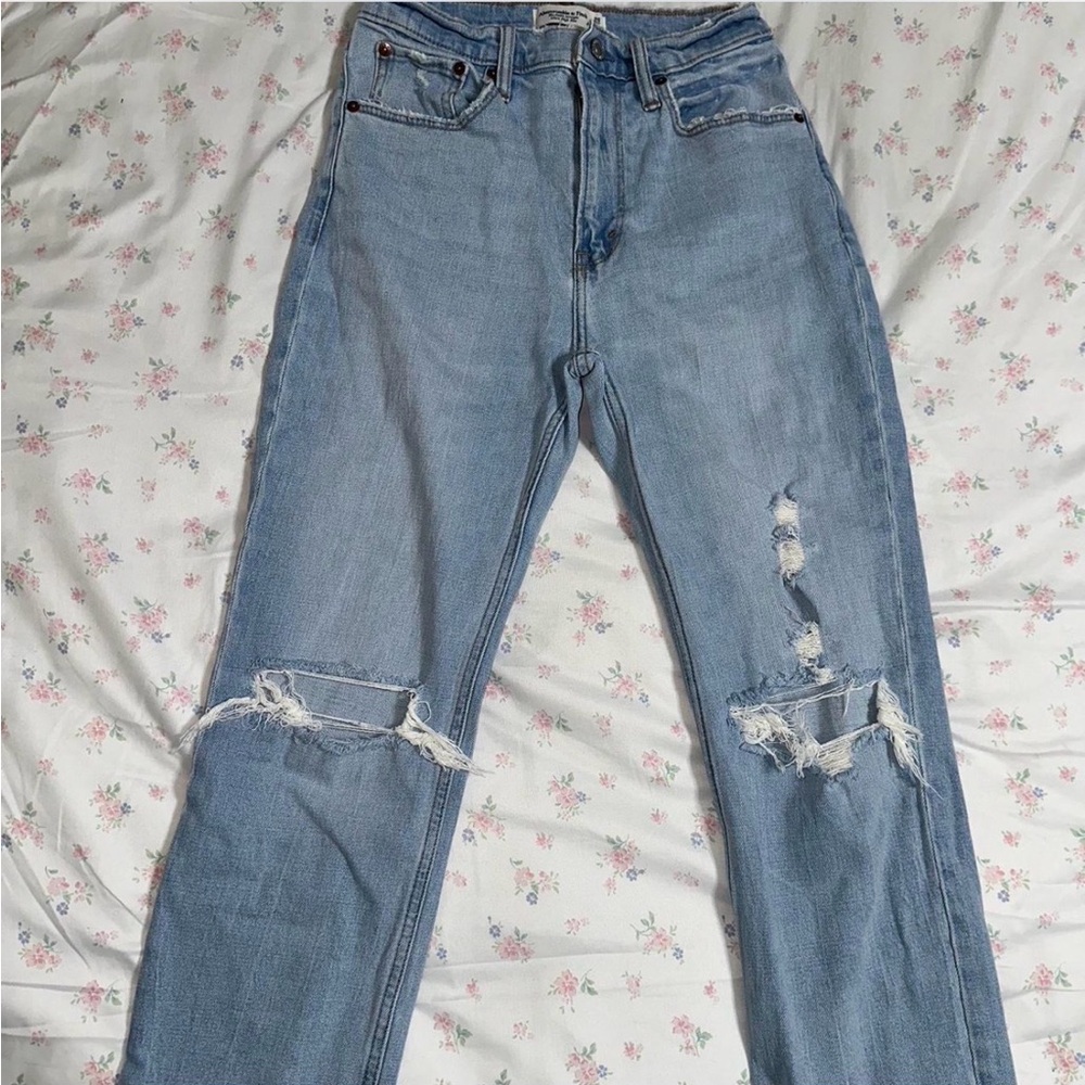 Abercrombie & Fitch Light Blue Distressed Jeans